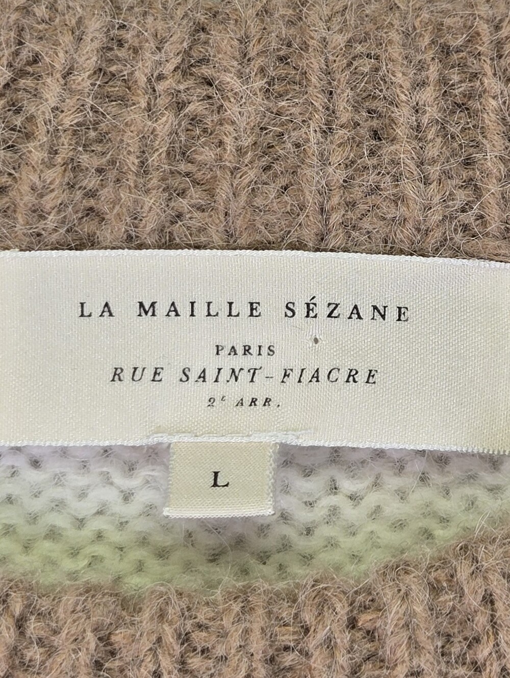 Sezane Sweater Vest Khaki Cream Argyle Crop Crew Neck Alpaca Blend Size Large - Picture 3 of 15